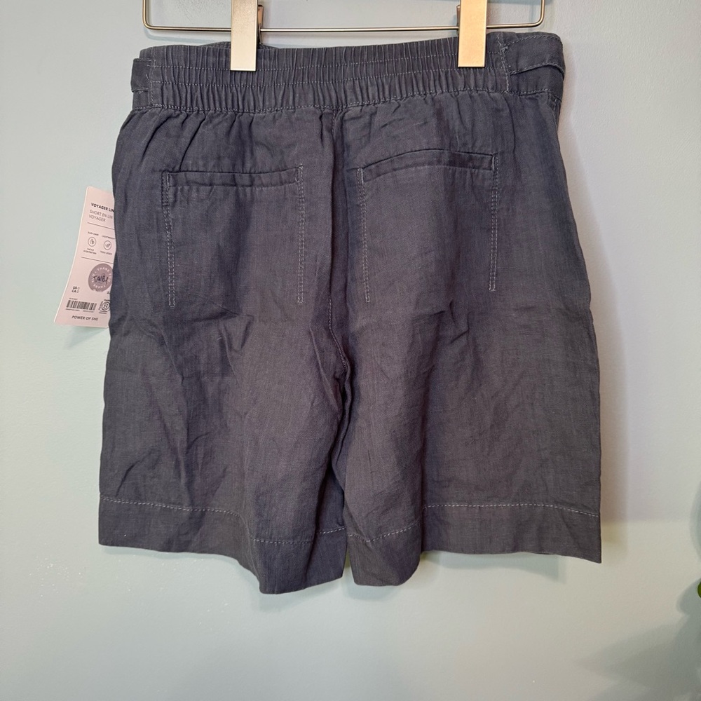 ATHLETA Voyager 100% LINEN Relaxed Shorts Granite Blue Adjustable Waist. NWT. 0 - Picture 8 of 15
